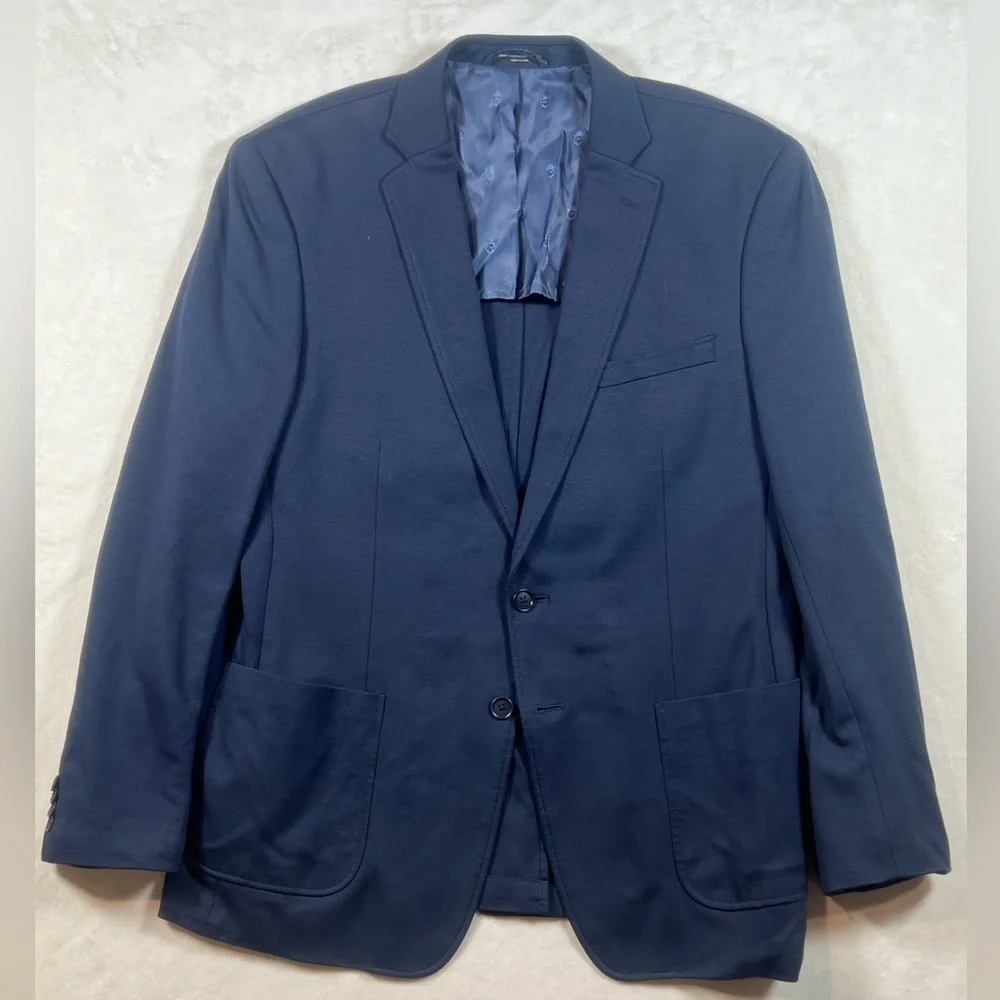 John Varvatos 44R Navy Unstructured Soft Cotton Blend Casual Sport Coat Blazer